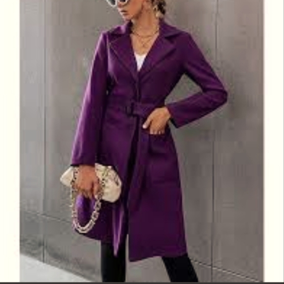 United Colors Of Benetton Jackets & Blazers - Rare vintage Benetton purple 80% wool tie front hidden button coat s38